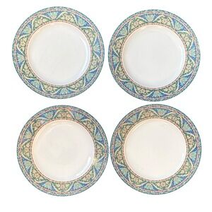 Set of 4 Mikasa San Marco Salad 8” Plates Mosaic Floral/Scroll Border